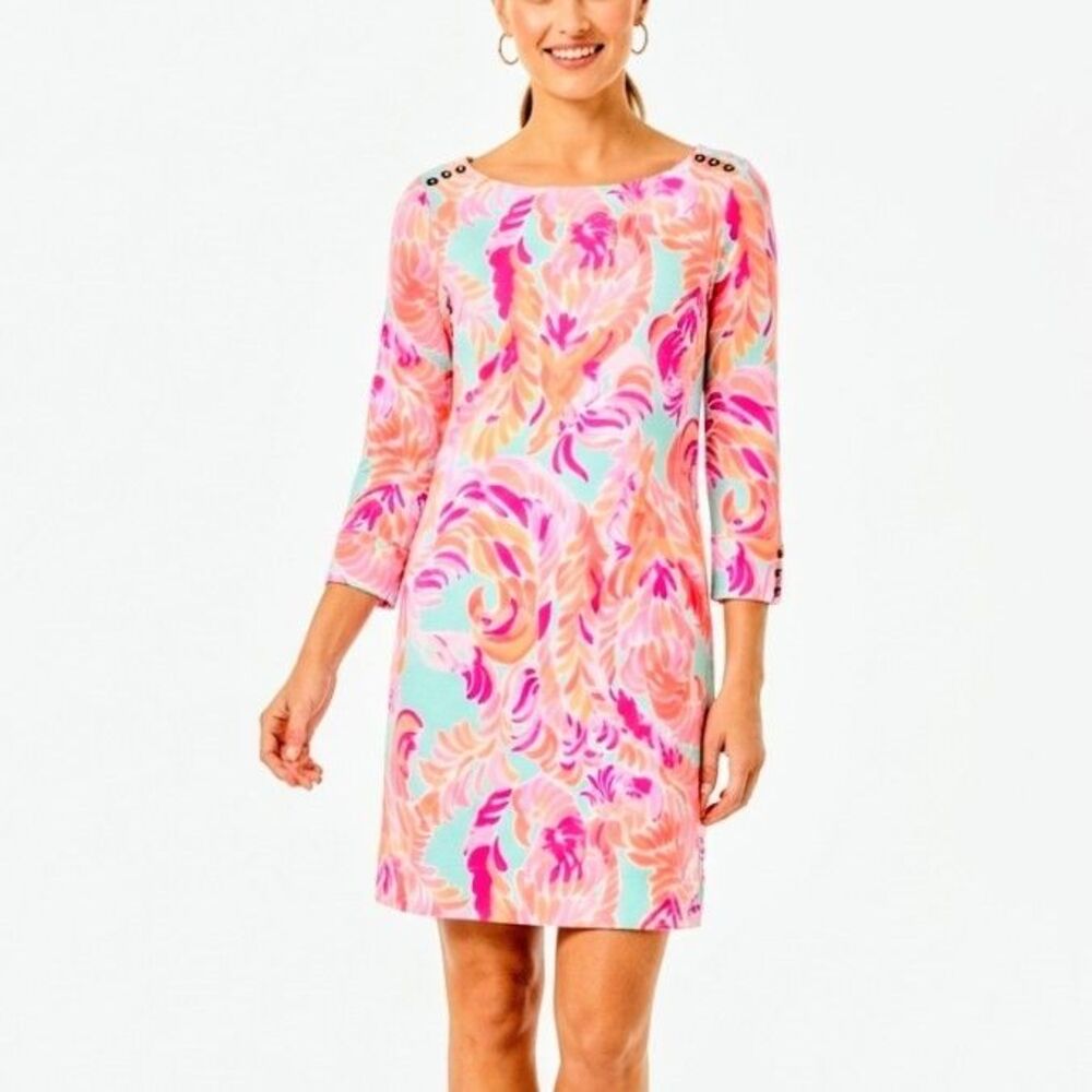 LILLY PULITZER Dress UPF 50+ Sophie "Poolside Love Birds" Print Women Size Large